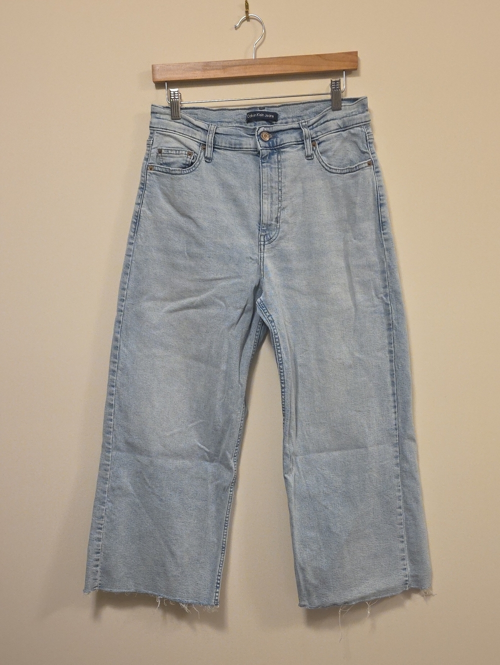 Calvin Klein Jeans Light Blue Wide-Leg Crop Flare